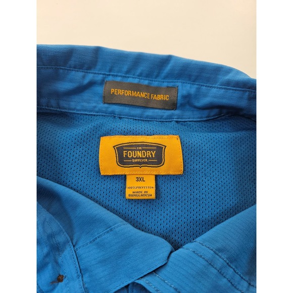Foundry 3XL performance Vented Fishing Shirt EUC vivid blue short sleeve ^ - Picture 4 of 6